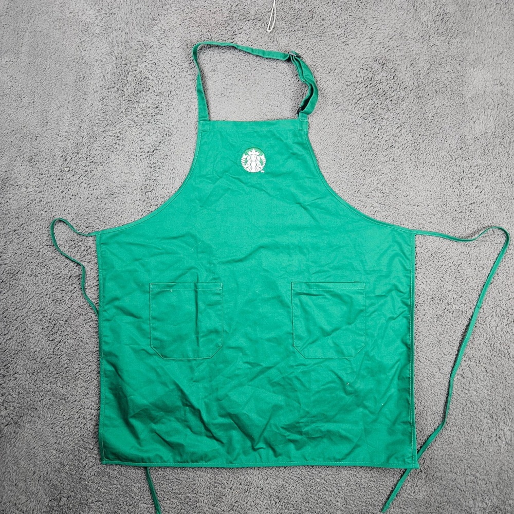 Starbucks Barista Green Apron Embroidered Siren Logo Two Pockets